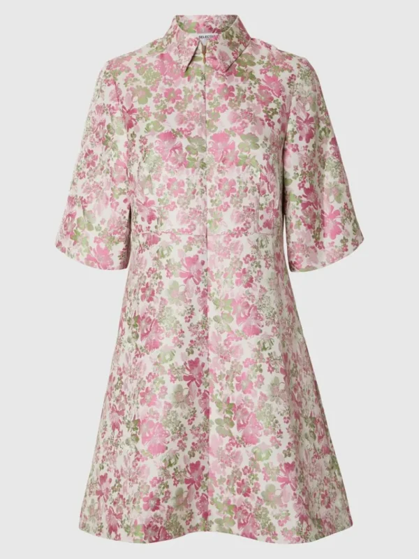 Kjoler>SELECTED BLOMSTRET JACQUARD KORT KJOLE Coloured