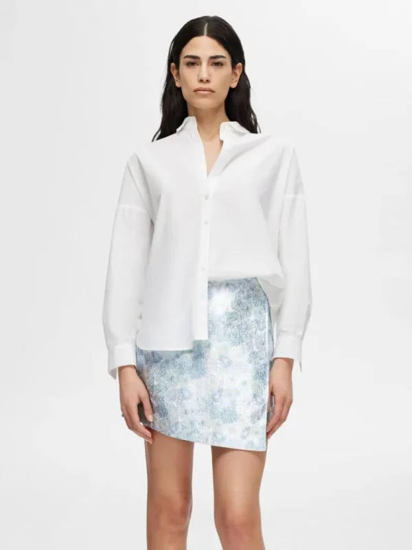 Nederdele>SELECTED BLOMSTRET JACQUARD MININEDERDEL Blue