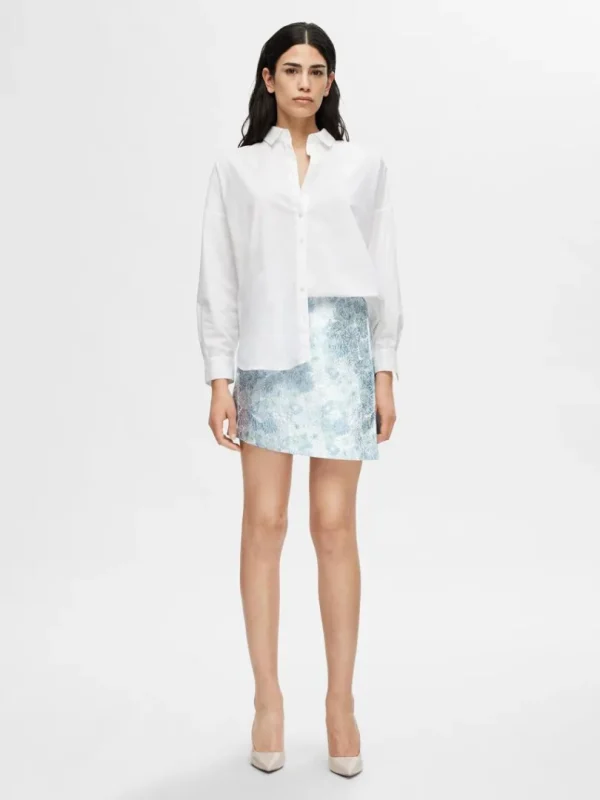 Nederdele>SELECTED BLOMSTRET JACQUARD MININEDERDEL Blue