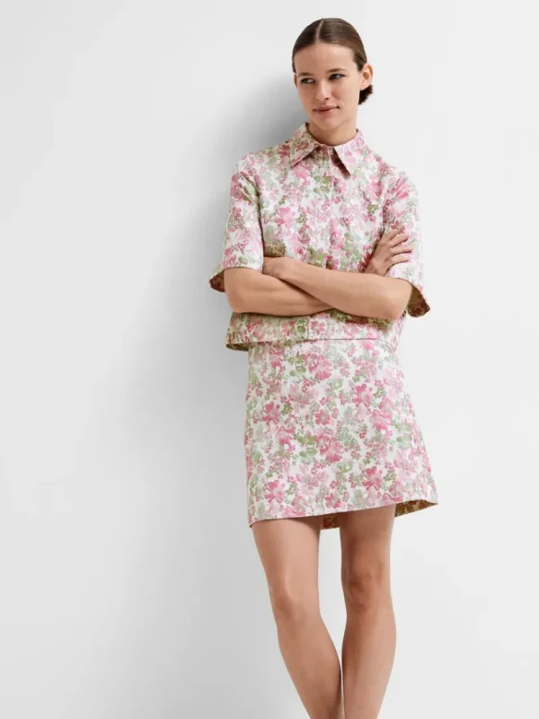 Nederdele>SELECTED BLOMSTRET JACQUARD MININEDERDEL Coloured