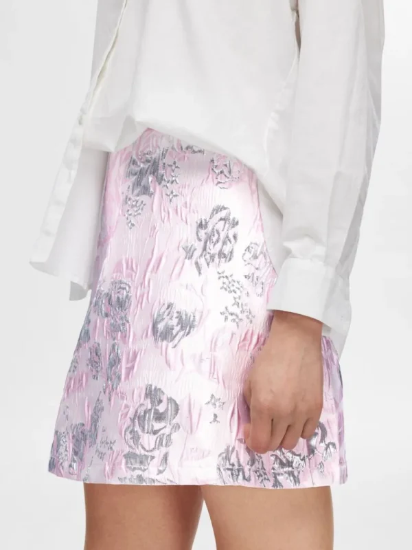 Nederdele>SELECTED BLOMSTRET JACQUARD MININEDERDEL Pink