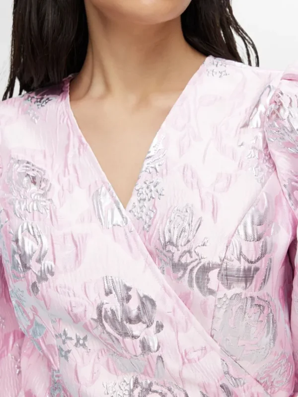 Kjoler>SELECTED BLOMSTRET JACQUARD SLÅ OM KJOLE Pink