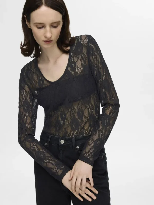 Toppe Og Bluser>SELECTED BLONDE BODYSTOCKING Black