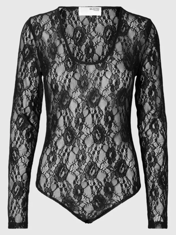Toppe Og Bluser>SELECTED BLONDE BODYSTOCKING Black