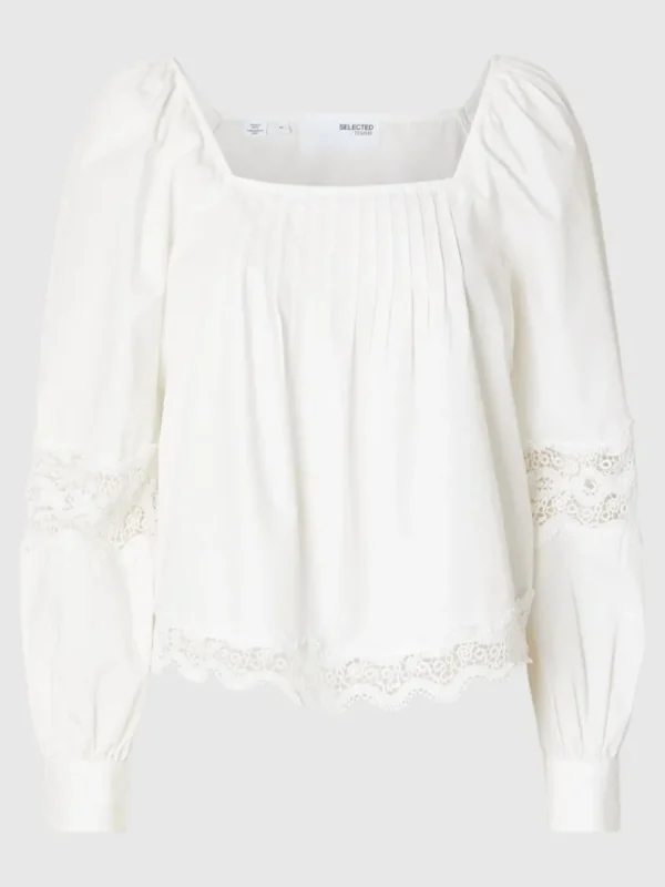 Toppe Og Bluser>SELECTED BLONDE LANGÆRMET BLUSE White
