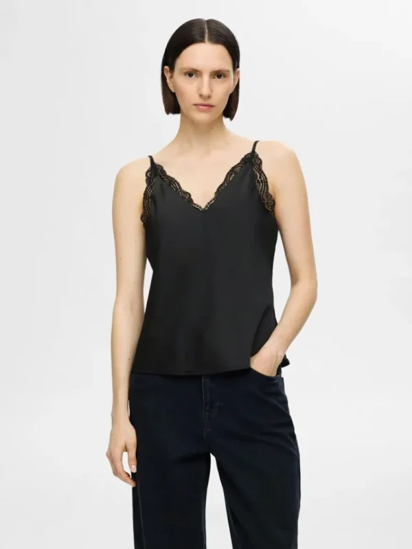 Toppe Og Bluser>SELECTED BLONDE STROPTOP Black