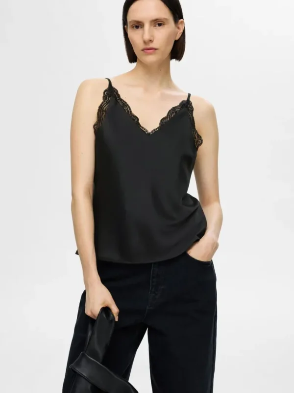 Toppe Og Bluser>SELECTED BLONDE STROPTOP Black