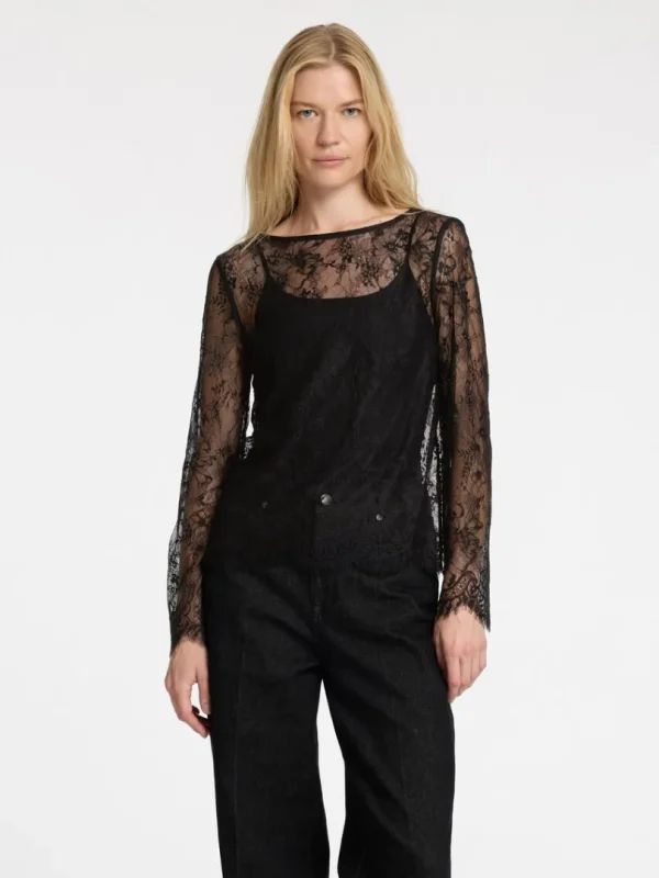 Toppe Og Bluser>SELECTED BLONDE TOP MED LANGE ÆRMER Black