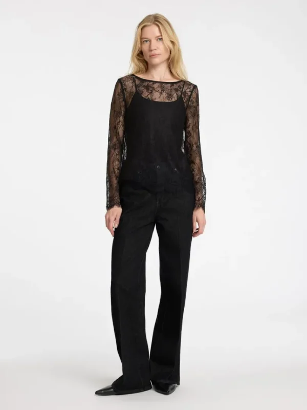 Toppe Og Bluser>SELECTED BLONDE TOP MED LANGE ÆRMER Black