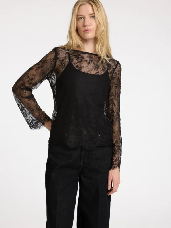 Toppe Og Bluser>SELECTED BLONDE TOP MED LANGE ÆRMER Black