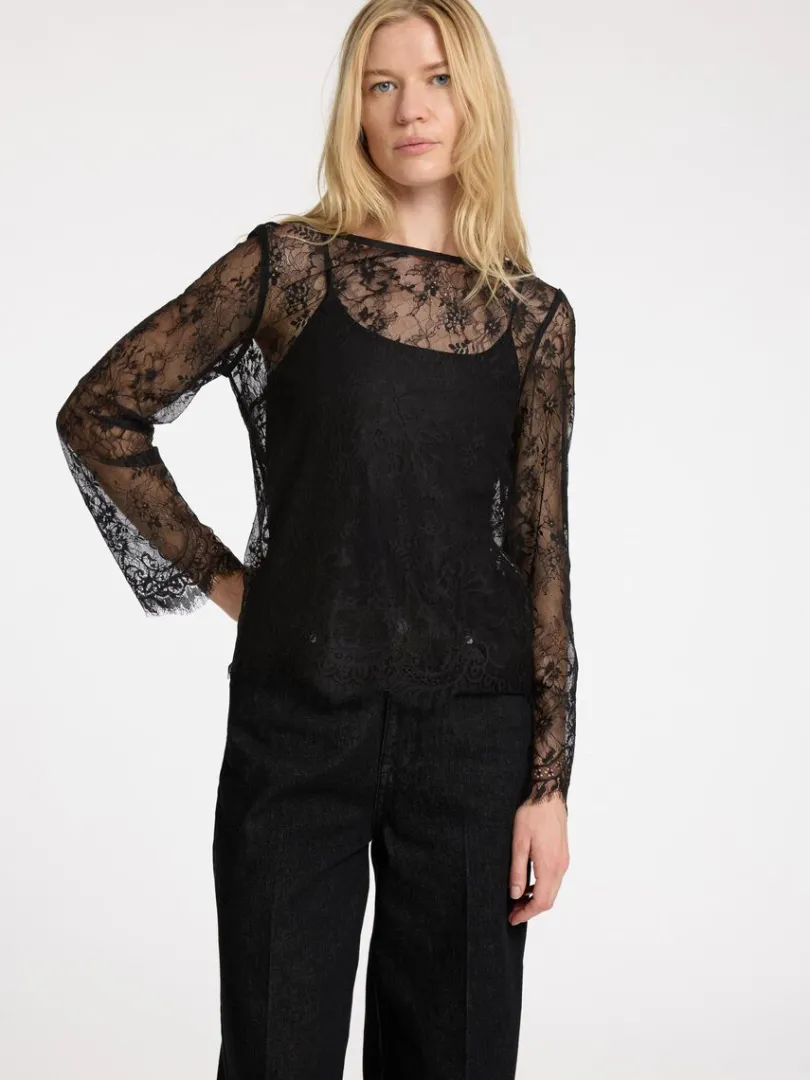 blonde_top_med_lange_rmer_2.webp Toppe Og Bluser>SELECTED BLONDE TOP MED LANGE ÆRMER Black