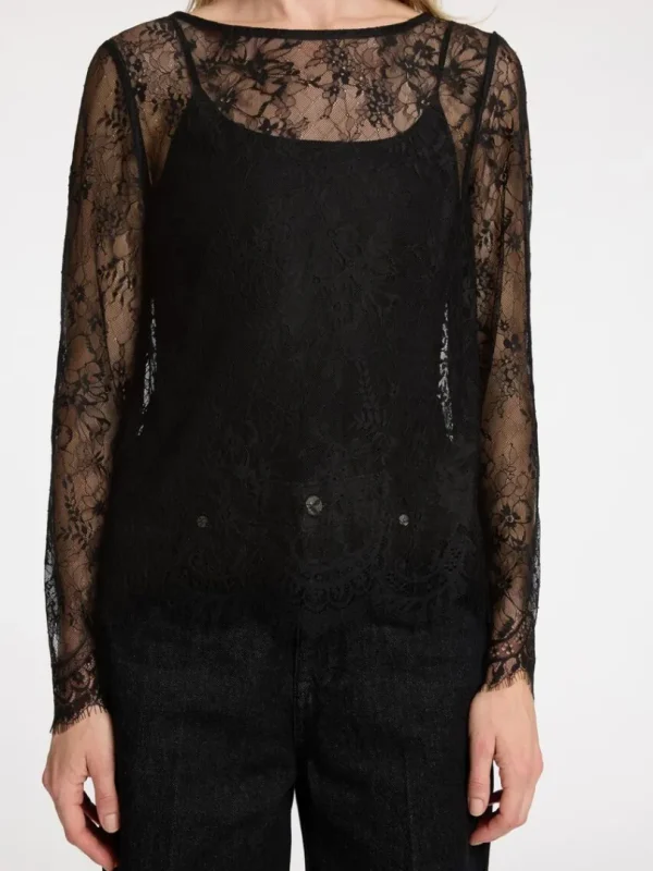 Toppe Og Bluser>SELECTED BLONDE TOP MED LANGE ÆRMER Black