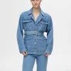 Overtøj>SELECTED BÆLTE- DENIMJAKKE Blue