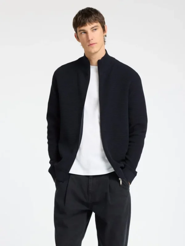 Overtøj | Strik>SELECTED 100% BOMULD CARDIGAN MED LYNLÅS Blue