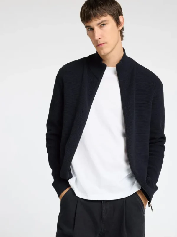 Overtøj | Strik>SELECTED 100% BOMULD CARDIGAN MED LYNLÅS Blue