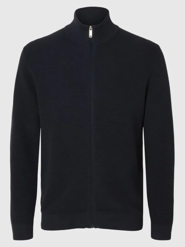 Overtøj | Strik>SELECTED 100% BOMULD CARDIGAN MED LYNLÅS Blue