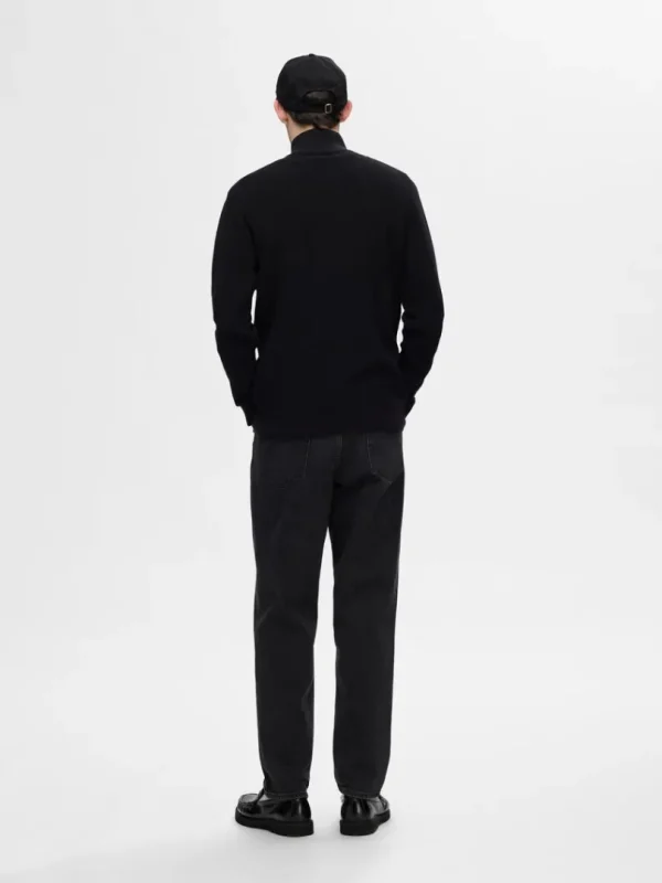 Strik>SELECTED 100% BOMULD CARDIGAN MED LYNLÅS Black