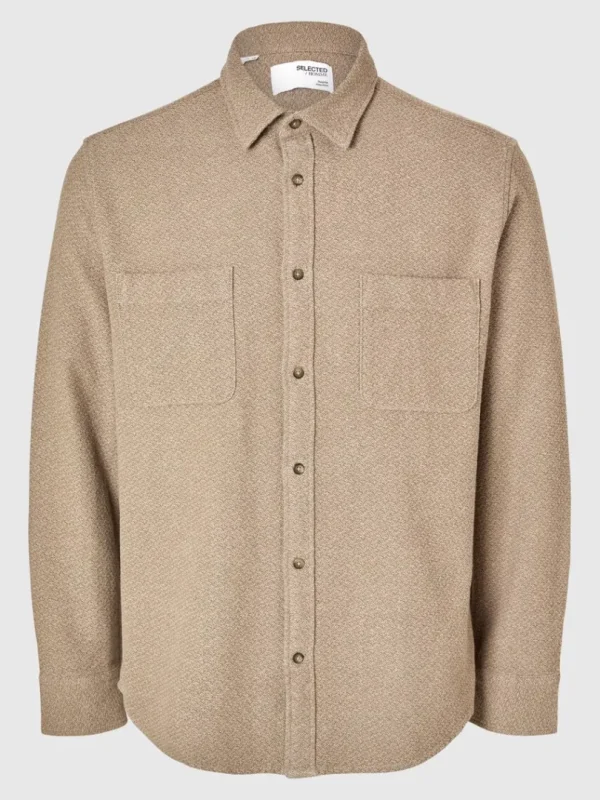 Skjorter>SELECTED 100% BOMULD FLANNEL-SKJORTE Beige