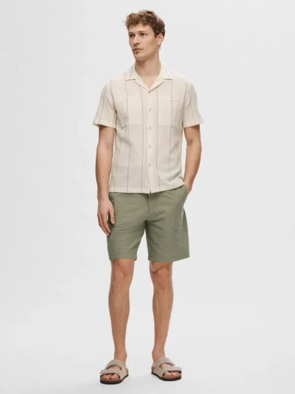 Skjorter>SELECTED BOMULD KORTÆRMET SKJORTE Beige