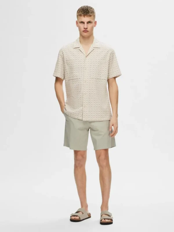 Skjorter>SELECTED BOMULD KORTÆRMET SKJORTE Beige