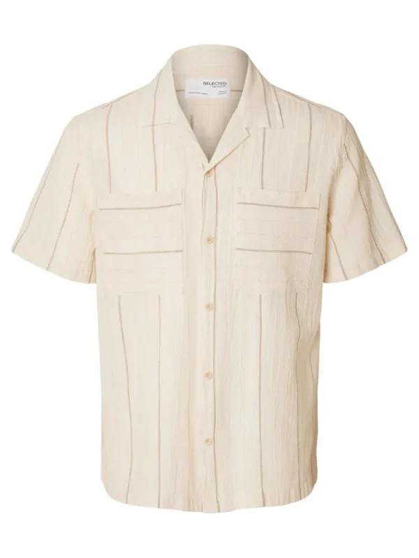 Skjorter>SELECTED BOMULD KORTÆRMET SKJORTE Beige