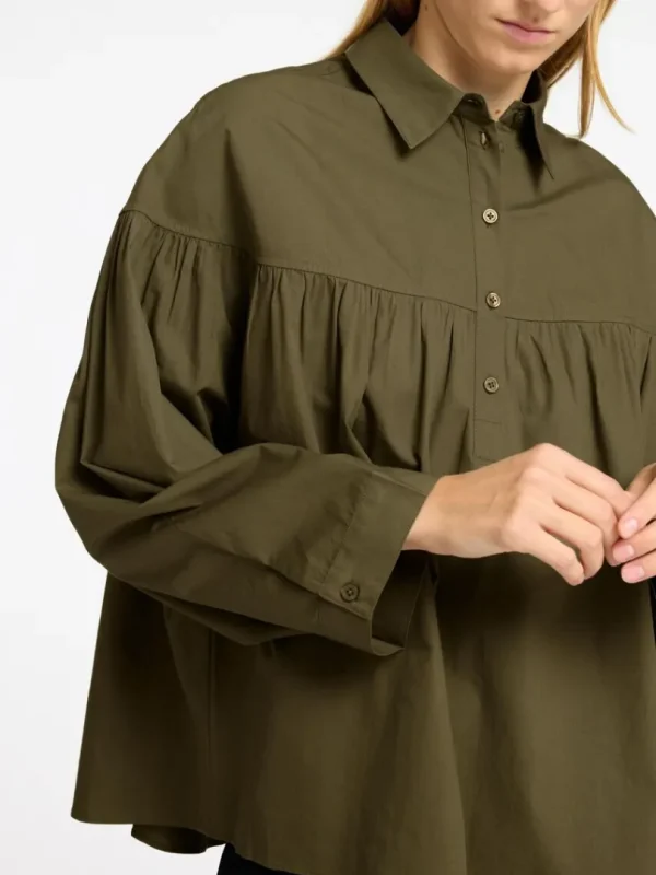 Skjorter>SELECTED 100% BOMULD LANGÆRMET BLUSE Green