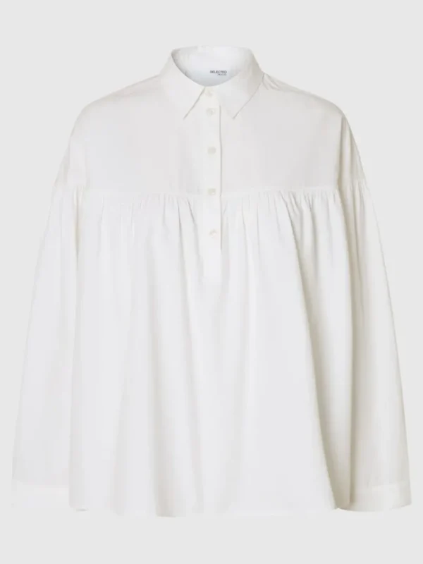 Skjorter>SELECTED 100% BOMULD LANGÆRMET BLUSE White