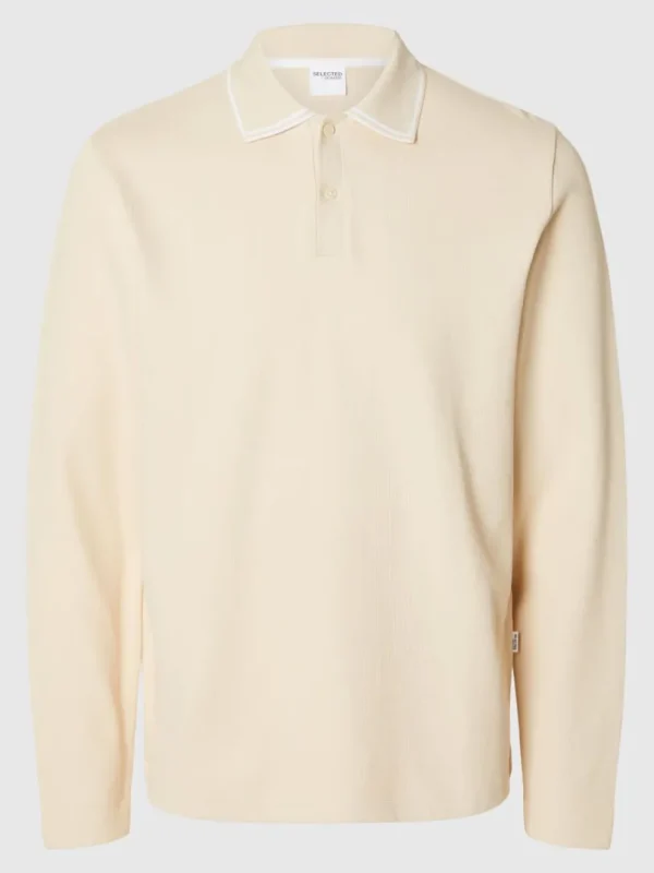 Poloer>SELECTED 100% BOMULD LANGÆRMET POLO Beige