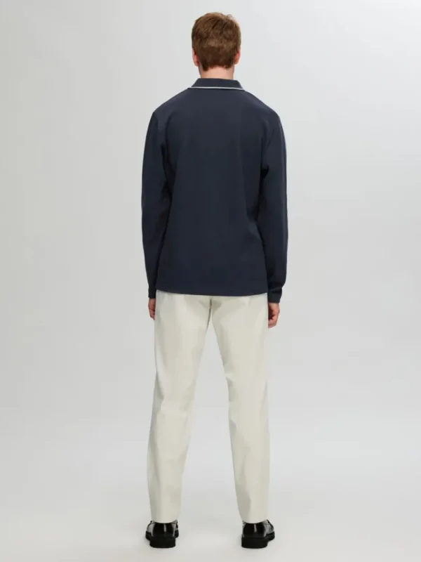 Poloer>SELECTED 100% BOMULD LANGÆRMET POLO Blue