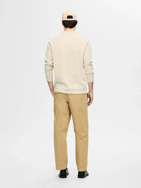 Poloer>SELECTED 100% BOMULD LANGÆRMET POLO Beige