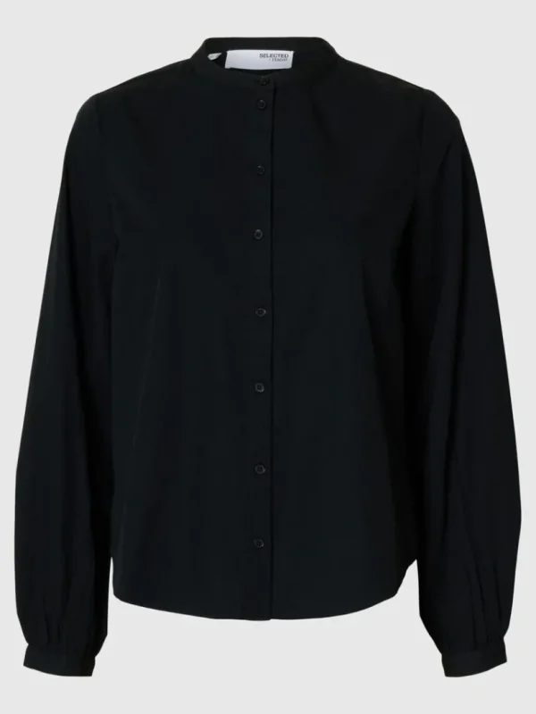 Skjorter>SELECTED 100% BOMULD LANGÆRMET SKJORTE Black