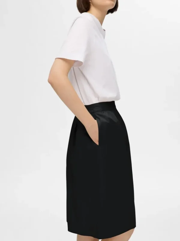 Nederdele>SELECTED BOMULD MIDINEDERDEL Black