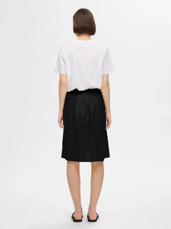Nederdele>SELECTED BOMULD MIDINEDERDEL Black
