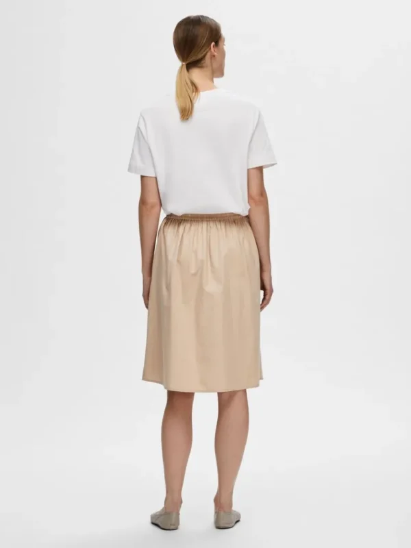 Nederdele>SELECTED BOMULD MIDINEDERDEL Beige