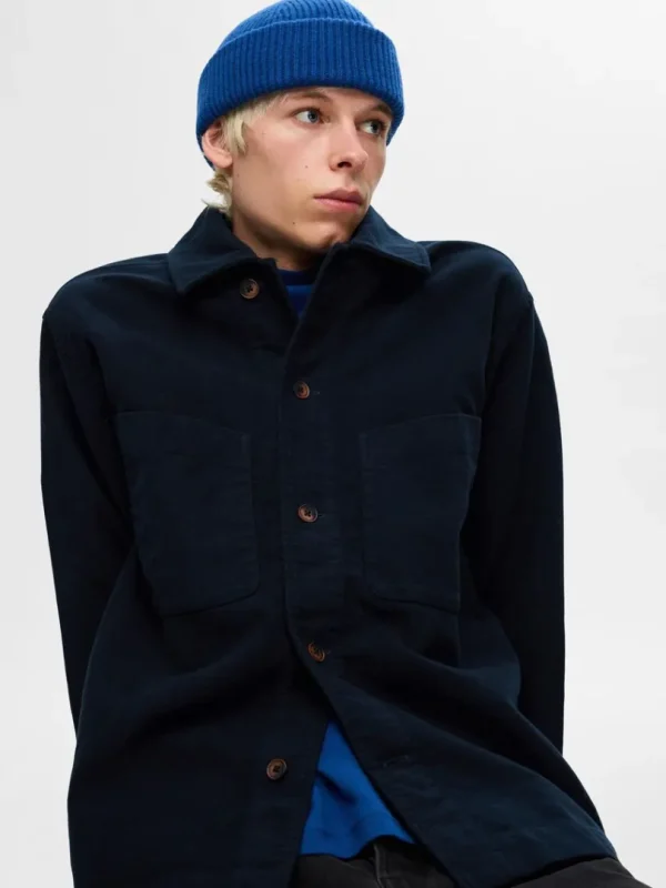 Overtøj | Skjorter>SELECTED 100% BOMULD OVERSHIRT Blue