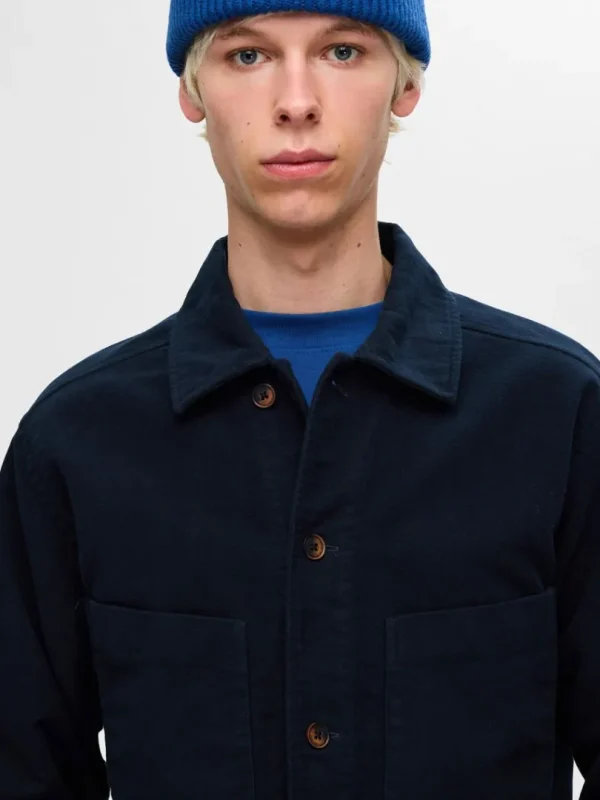 Overtøj | Skjorter>SELECTED 100% BOMULD OVERSHIRT Blue