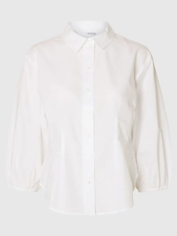 Skjorter>SELECTED BOMULD SKJORTE MED 3/4-ÆRMER White