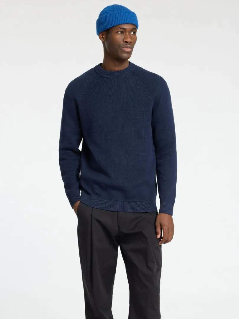 bomuld_sweater_med_rund__0-2.webp Strik>SELECTED 100% BOMULD SWEATER MED RUND HALS Blue