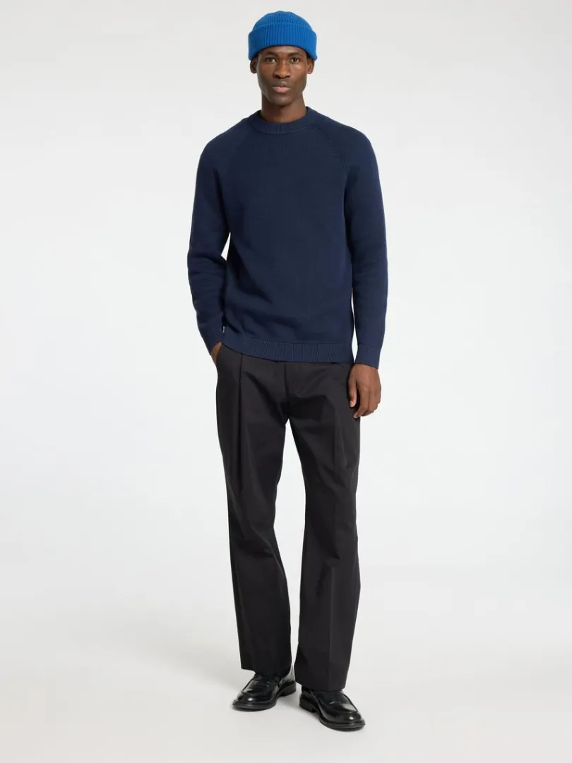 bomuld_sweater_med_rund__1-2.webp Strik>SELECTED 100% BOMULD SWEATER MED RUND HALS Blue
