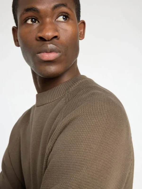 Strik>SELECTED 100% BOMULD SWEATER MED RUND HALS Brown