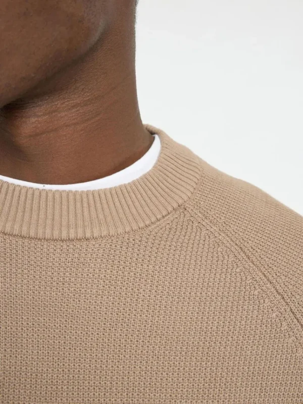 Strik>SELECTED 100% BOMULD SWEATER MED RUND HALS Beige