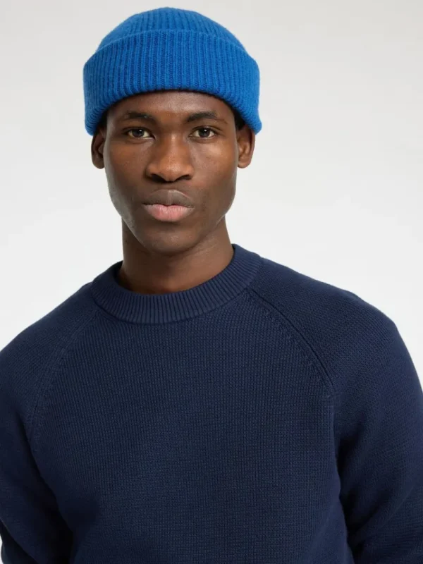 Strik>SELECTED 100% BOMULD SWEATER MED RUND HALS Blue