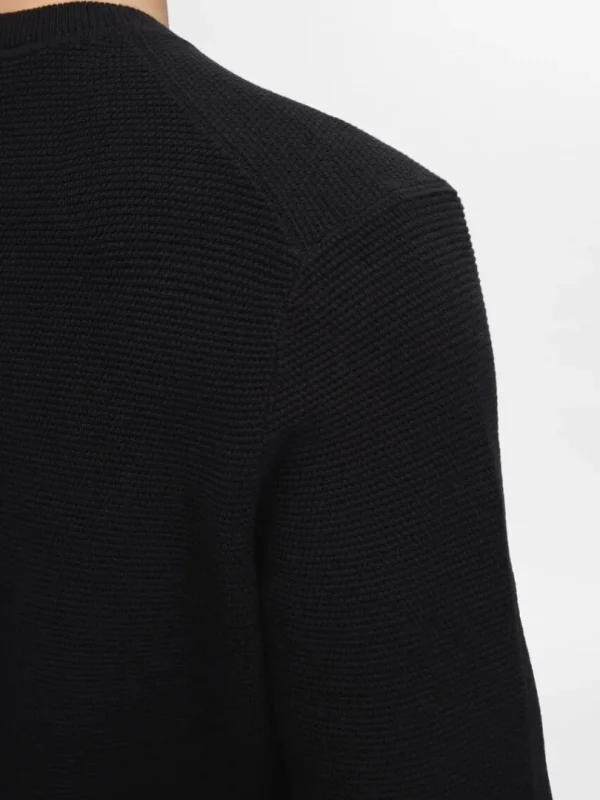 Strik>SELECTED 100% BOMULD SWEATER MED RUND HALS Black