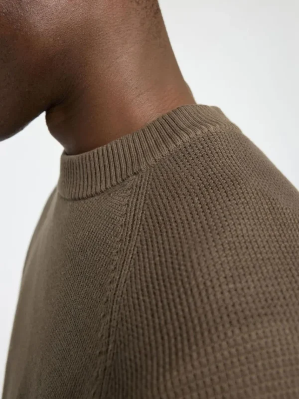 Strik>SELECTED 100% BOMULD SWEATER MED RUND HALS Brown