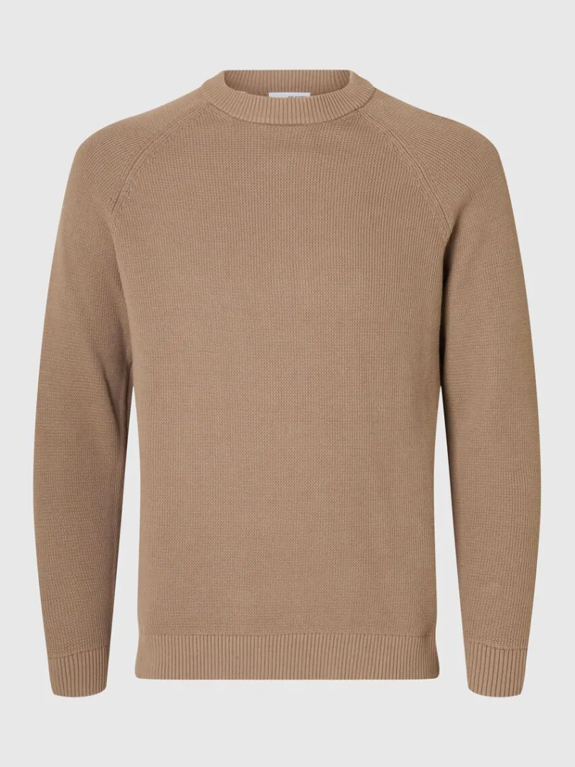 bomuld_sweater_med_rund__4-1.webp Strik>SELECTED 100% BOMULD SWEATER MED RUND HALS Beige