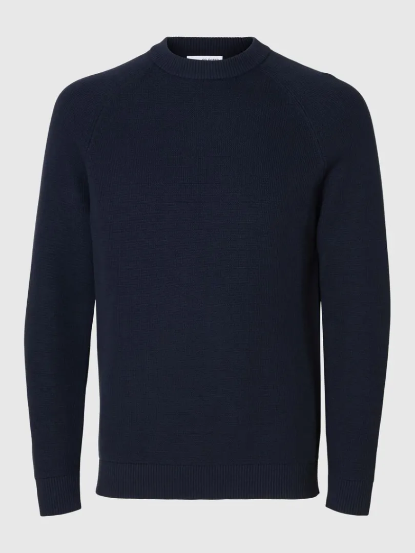 bomuld_sweater_med_rund__4-2.webp Strik>SELECTED 100% BOMULD SWEATER MED RUND HALS Blue