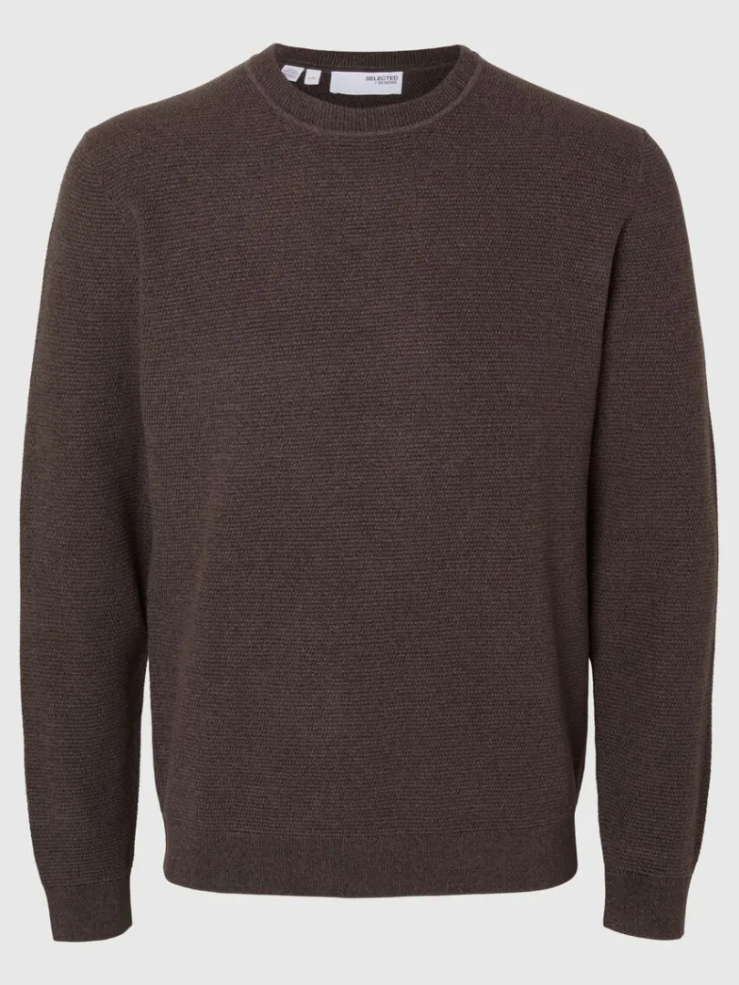 bomuld_sweater_med_rund__4-7.webp Strik>SELECTED 100% BOMULD SWEATER MED RUND HALS Brown