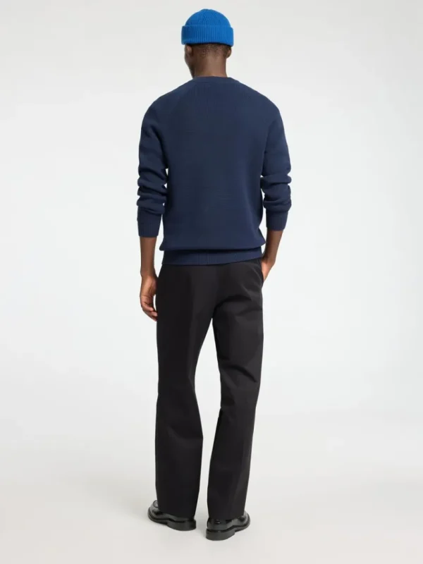 Strik>SELECTED 100% BOMULD SWEATER MED RUND HALS Blue