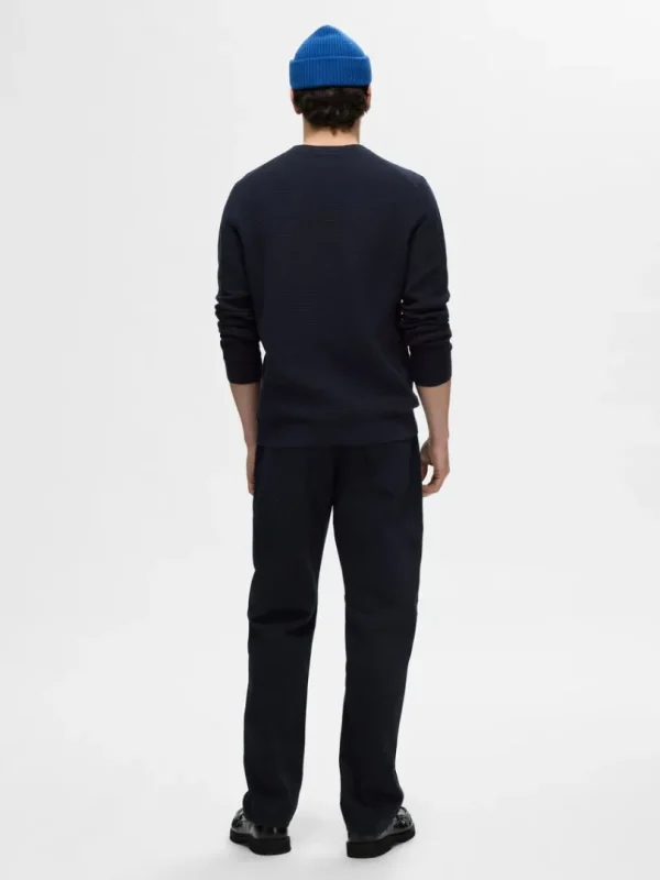 Strik>SELECTED 100% BOMULD SWEATER MED RUND HALS Blue