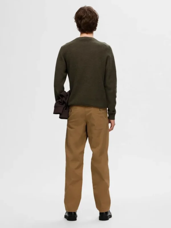 Strik>SELECTED 100% BOMULD SWEATER MED RUND HALS Green